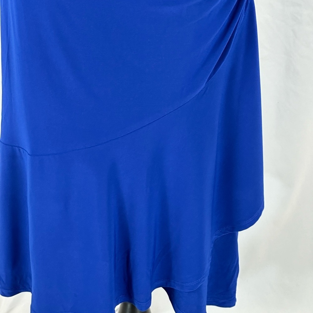 Kensie Short Sleeve Faux Wrap Side Ruched Midi Dress - Blue - size Small - Picture 7 of 13